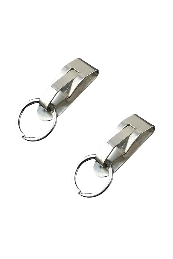 2 Pcs Belt Key Holder Clips,Stainless Steel Security Belt Clip Keychain,Quick Release Clip-On Holder with Detachable Key Ring,Heavy Duty Belt Keyring for ID Badge,Keys or Small Tools