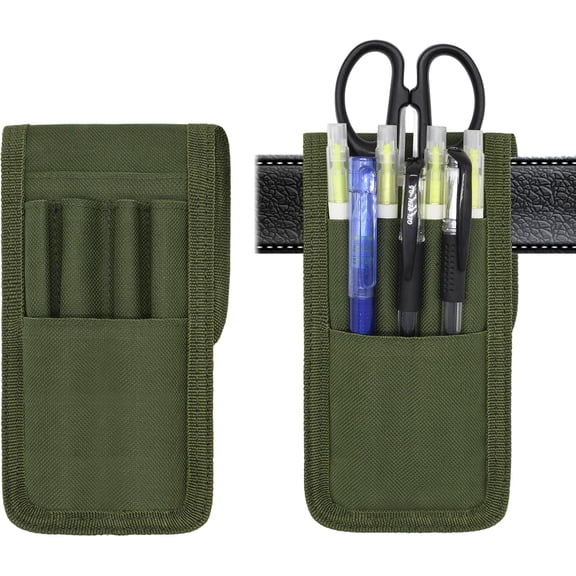2 Pcs Belt Pen Holder, Multifunctional Adjustable Tactical Pencil Pouch, Detachable Military Duty Pencil Sleeve Case, Can Hold Pens, Rulers and Scissors