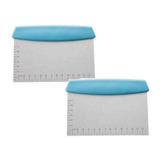 2 Pcs Bench Scraper & Chopper Stainless Steel Dough Cutter with Contoured Grip, Multi-Purpose Kitchen Tool for Baking Cooking, Food Scraper Chopper & Pastry Knife, 5.9x4.33 Inch, Blue