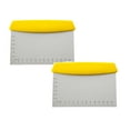 thumbnail image 1 of 2 Pcs Bench Scraper, Dough Scraper, Premium Stainless Steel Dough Cutter with Measuring Scale, Multi- Purpose Food Scraper for Pastry, Cake, Pizza, Bread, Cooking, 5.9x4.33 Inch, Yellow, 1 of 9