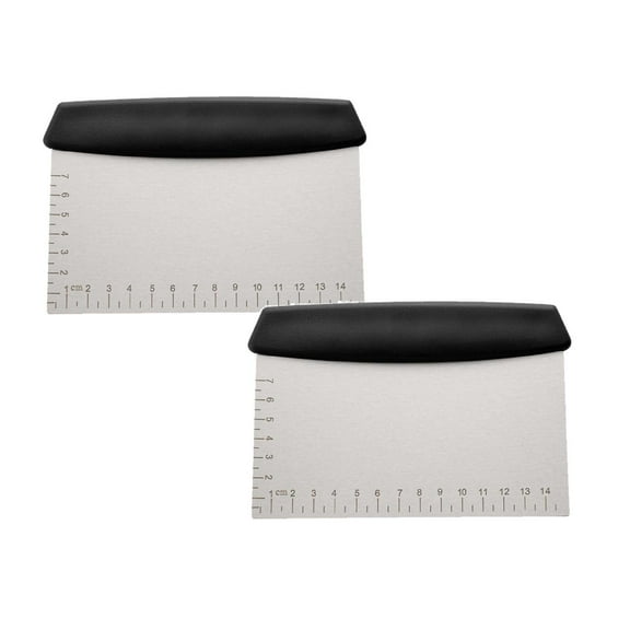 2 Pcs Bench Scraper, Stainless Steel Food Scraper Tool, Dough Scraper and Pastry Cutter With Scale, Food Chopper Baking Supplies Kitchen Gadgets, 5.9x4.33 Inch, Black