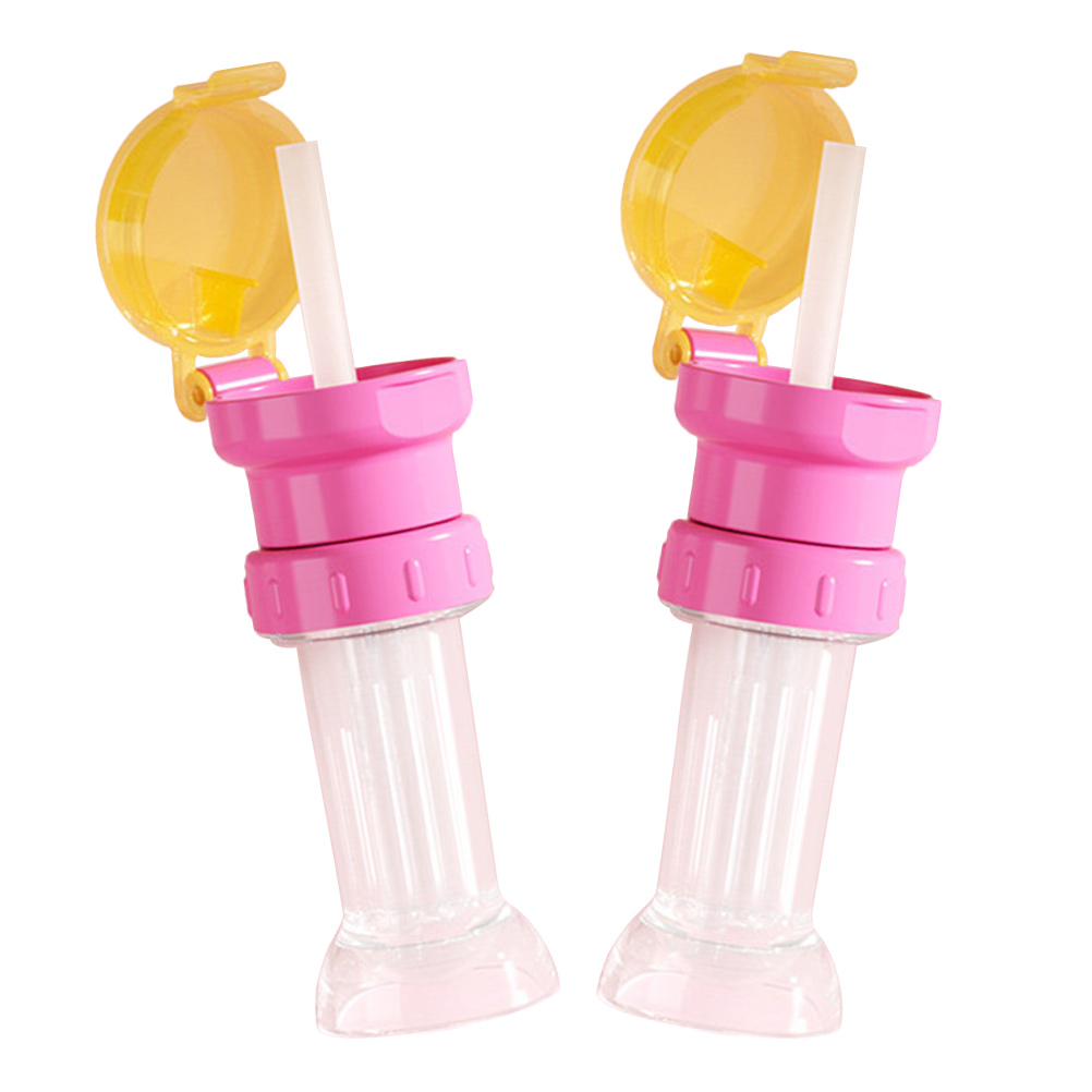 2 Pcs Beverages Baby Cup Kids Airplane Toddler Water Bottle Antichoking Cap Hygiene Topper Red