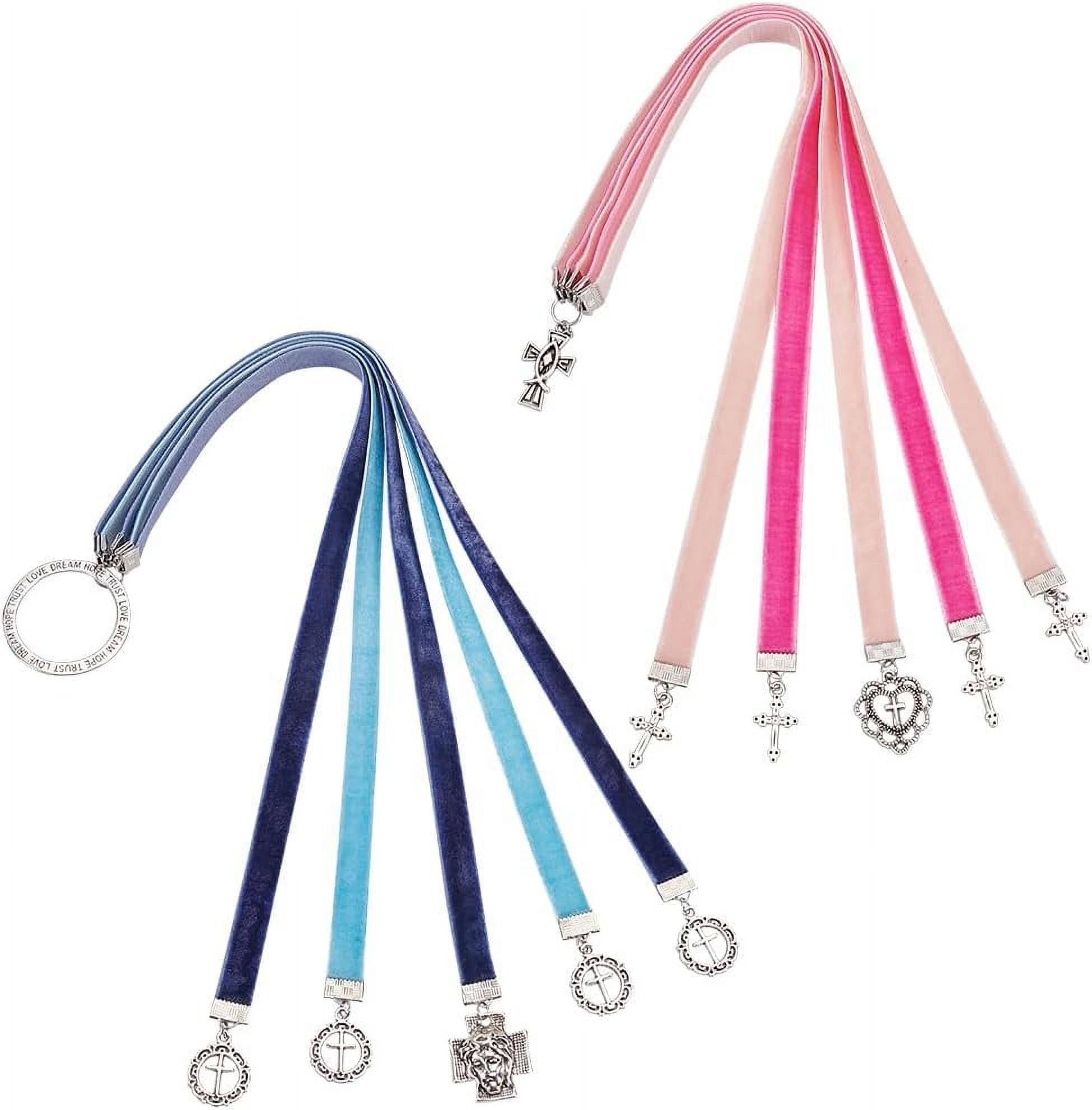 2 Pcs Bible Ribbon Bookmark 2 Styles 14.2 Inch Velvet Ribbons Bookmark ...