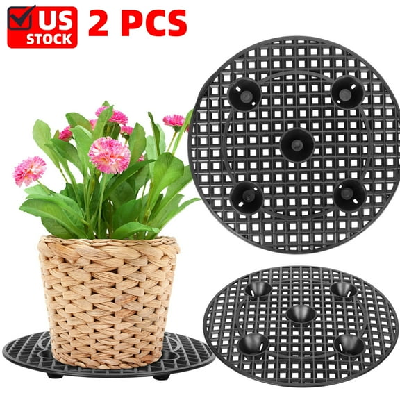 2 Pcs Big Potted Plant Stands-Patio & Deck Floor Protector,Plant Level Pot Elevator for Indoor Outdoor Garden Flower