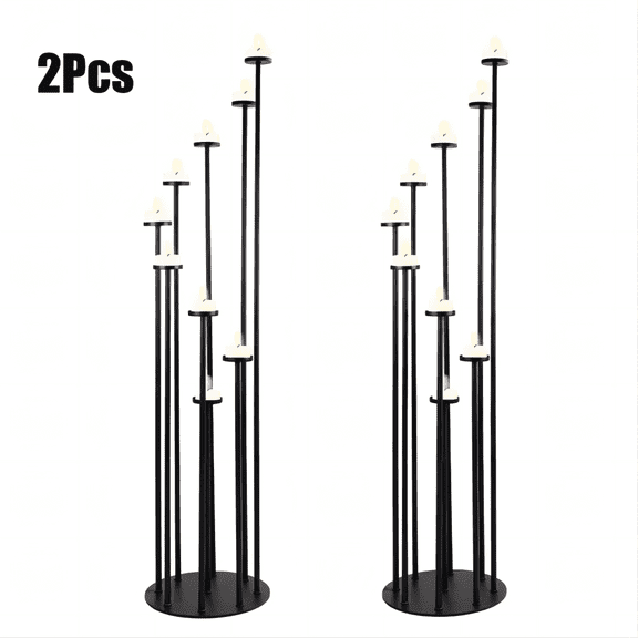 2 Pcs Black 9 Arm Floor Candle Holder Candelabra for Home Decor, Weddings, Dinner Parties Formal Events