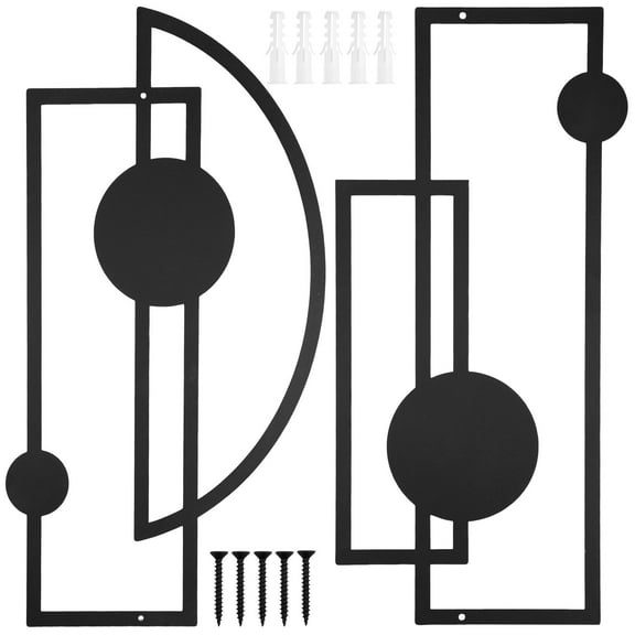 2 Pcs Black Abstract Metal Wall Art Modern Geometric Decor 15.8'' x 8.6'' Vertical Minimalist Dcor Single Line Art Wall Dcor, 3D Textured Sculptures for Living Room Bedroom Bathroom Study