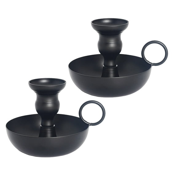 2 Pcs Black Iron Candle Stick Holders for Wedding Party Tabletop Decor, Elegant Candlesticks for Home and Desktop Decoration