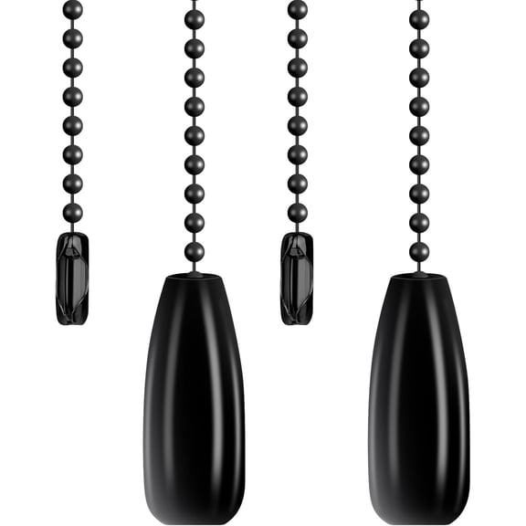 2 Pcs Black Ceiling Fan Pull Chain Extender Wooden Decorative Pendant Extension Chains Lighting Beaded Ball Chains Pulls Fan String Pulls Extension