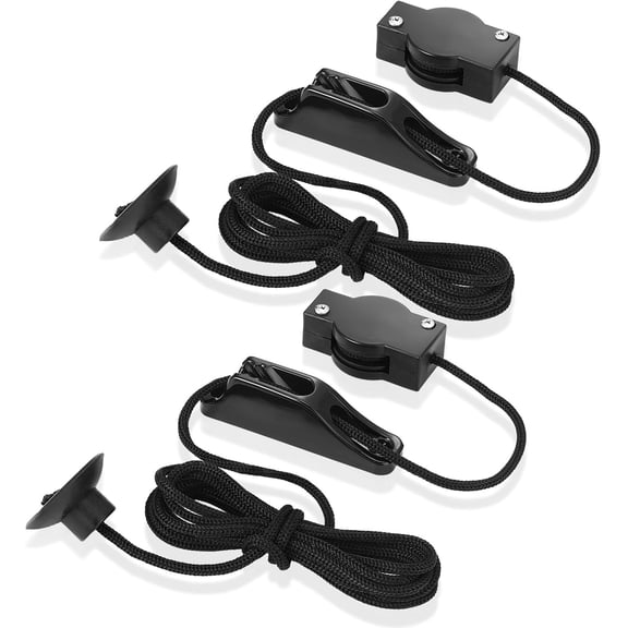 2 Pcs Black Downrigger Weight Retriever, Cable Guide Clip & 105-inch Cord Rope, Small Weight Retriever with Snap Button for Trolling Deep-sea Fishing