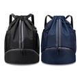 thumbnail image 1 of 2 Pcs Black Drawstring Gym Bag for Men & Women, Waterproof Drawstring Swim Bag with Shoe Compartment, Small Beach Sports Backpack for Soccer, Basketball, Volleyball, 1 of 7