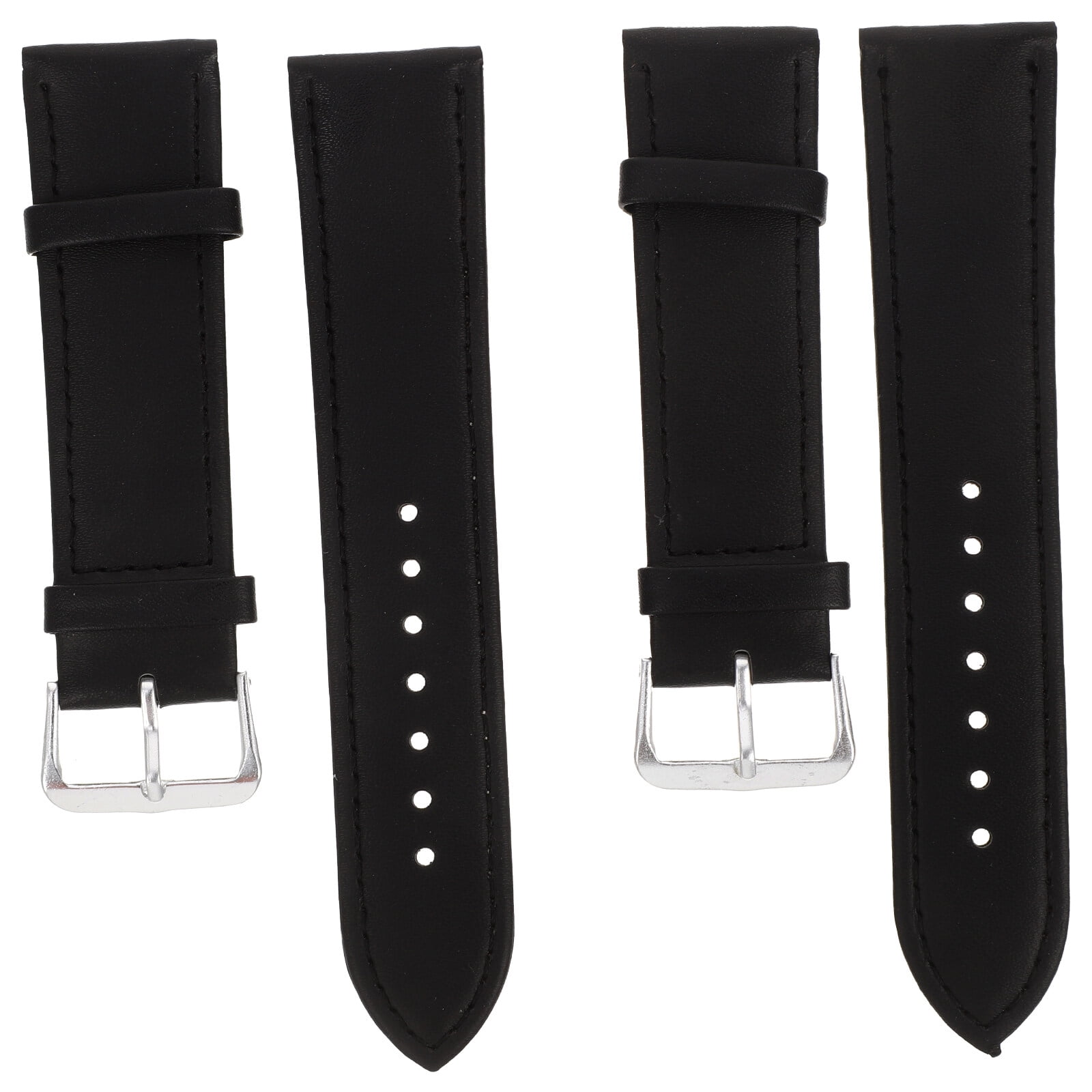 2 Pcs Black Fashion Watchband Smooth Watch Band Adjustable Watch Straps
