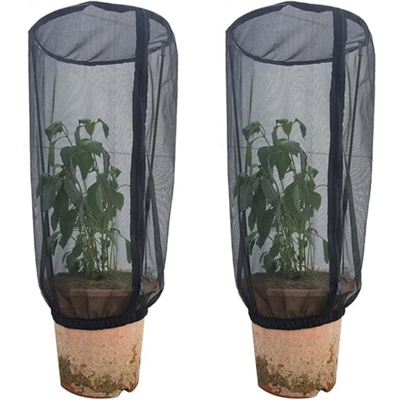 2 Pcs Black Large Fruit Tree Netting with Zipper, 25*50cm Breathable Mesh Garden Bird Netting Plant Cover, Insect Bird Barrier Net Mesh for Protect Plants from Squirrel BugsOnly mesh cover