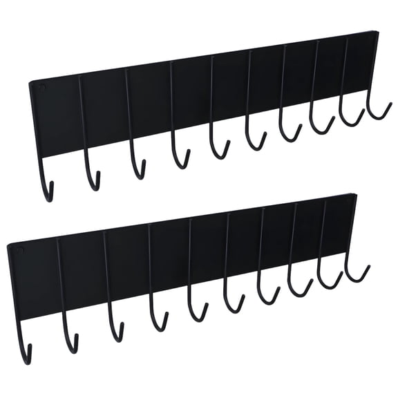 2 Pcs Black Metal-Adhering Hook Rack, 10.6 x 3 in Strong Suction Refrigerator Side Storage Organizer, No-Drill Metal Tool Holder, Multipurpose for Kitchen Spices, Utensils, Keys, Weighs 8.1 oz