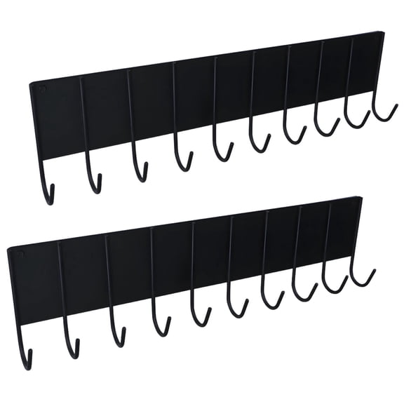 2 Pcs Black Metal-Adhering Hook Rack, 10.6 x 3 in Strong Suction Refrigerator Side Storage Organizer, No-Drill Metal Tool Holder, Multipurpose for Kitchen Spices, Utensils, Keys, Weighs 8.1 oz