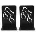 thumbnail image 1 of 2 Pcs Black Metal Bookend Non Slip Heavy Duty Book End For Bookshelves Cabinets Offices, 1 of 21