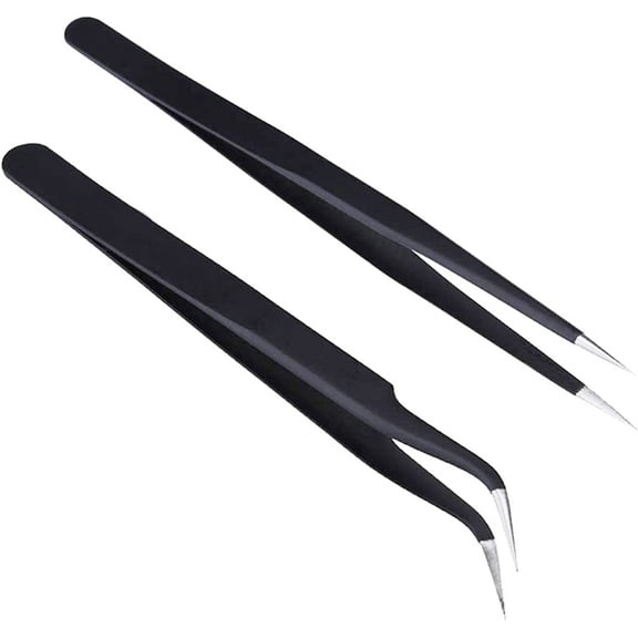 2 Pcs Black Nail Rhinestone Picker Tool Nail Sticker Tweezers Decal Decor Picker Eyelash Extension Nail Foil Tweezers Picker Placer Pinzas Nail Decor Tweezers Nail Art Tweezers