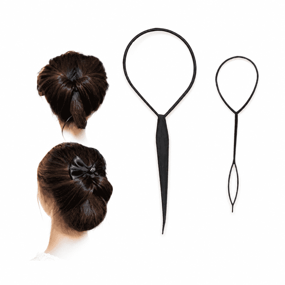 2 Pcs Black Plastic Hair Pin Clip DIY Magic Braid Ponytail Maker Styling Tool