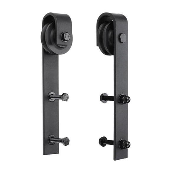 2 Pcs Black Rustic Carbon Steel Sliding Wood Barn Door Hardware Hanger Roller ,Smooth Sliding