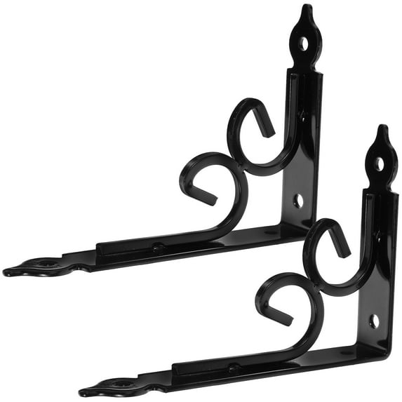 2 Pcs Black Shelf Metal Right Angle Bracelet Bracket for Floating Brackets Storage