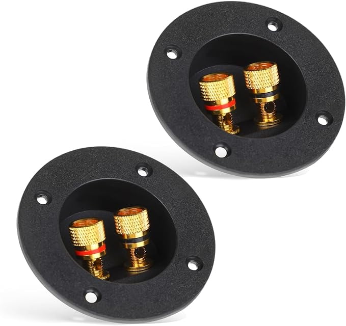 2 Pcs Black Speaker Box Terminal Cup 3 Inch 2Way Spring Loaded Jacks