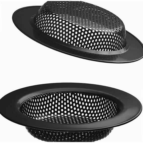 2 Pcs Black Stainless Steel Mesh Sink Drain Strainer, 4.5" Top / 3" Kitchen Filter Trap Basket, Large Food Catch for Bathroom Bathtub Wash basin Floor drain balcony Drain Hole Electroplated Coating