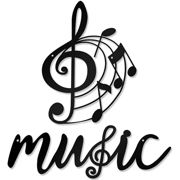 2 Pcs Black Treble Clef and Music Notes Metal Wall Decor, Music Metal Wall Decor for Kitchen Bathroom Living Room Bedroom Decor