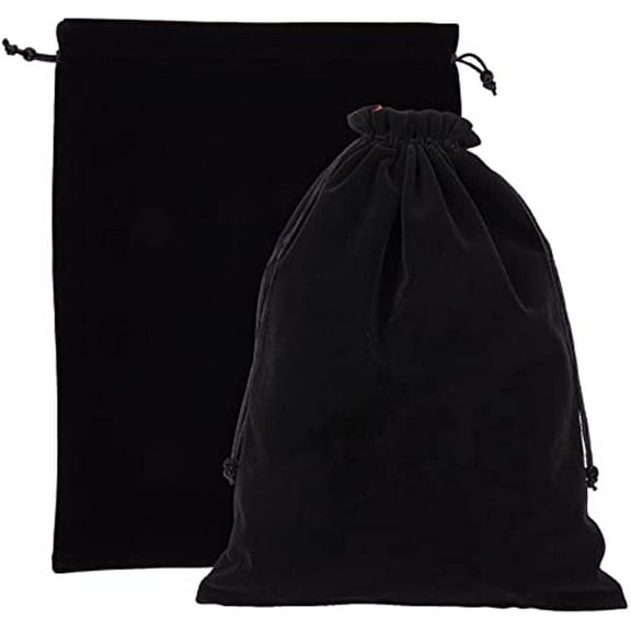 2 Pcs Black Velvet Bags with Drawstrings 14.57x11.02" Large Drawstring Jewelry Pouches Big Wrapping Bags Drawstring Jewelry Pouches for Wedding Christmas Party Favors Birthday