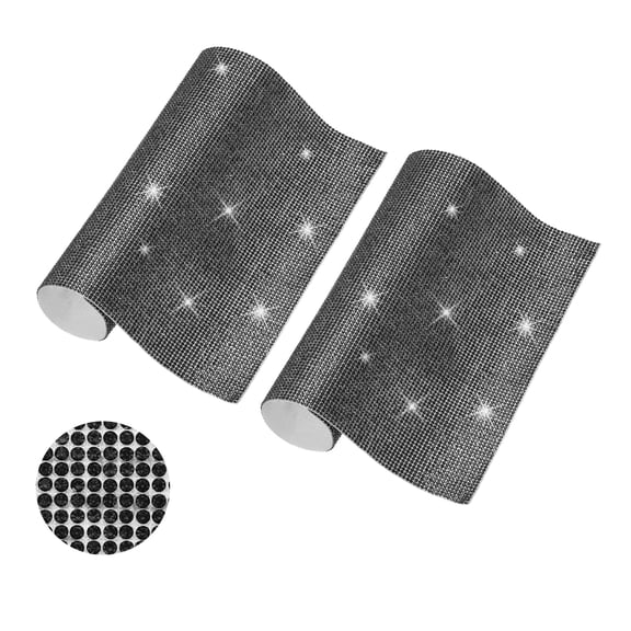 2 Pcs Bling Crystal Rhinestone Sheet, 9.4"x7.9" Self Adhesive Rhinestone Gem Stickers for DIY Crafts Gifts Phone Car Decorations, Black