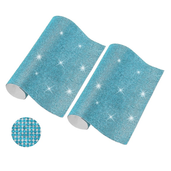 2 Pcs Bling Crystal Rhinestone Sheet, 9.4"x7.9" Self Adhesive Rhinestone Gem Stickers for DIY Crafts Gifts Phone Car Decorations, Lake Blue