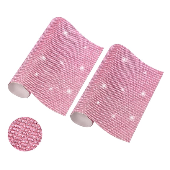 2 Pcs Bling Crystal Rhinestone Sheet, 9.4"x7.9" Self Adhesive Rhinestone Gem Stickers for DIY Crafts Gifts Phone Car Decorations, Light Pink