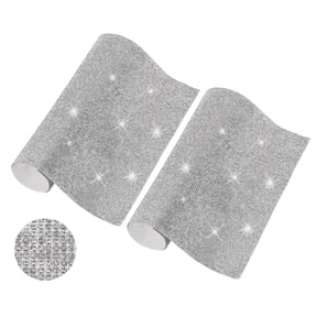 2 Pcs Bling Crystal Rhinestone Sheet, 9.4"x7.9" Self Adhesive Rhinestone Gem Stickers for DIY Crafts Gifts Phone Car Decorations, Silver