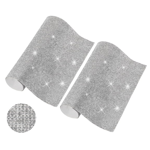 2 Pcs Bling Crystal Rhinestone Sheet, 9.4"x7.9" Self Adhesive Rhinestone Gem Stickers for DIY Crafts Gifts Phone Car Decorations, Silver