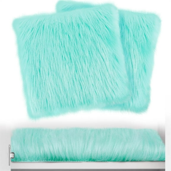 2 Pcs Blue Plush Locker Rugs,Square Fluffy Area Rug with Anti-Slip Backing,Soft Furry Cushion,Cute Locker Decoractions,for Locker Decor Jewelry/Nail Photography By Scheam