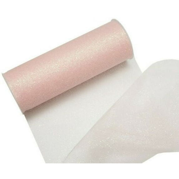 2 Pcs Blush Glitter Tulle 6"x 30 ft spool gift bow wedding decoration tutu