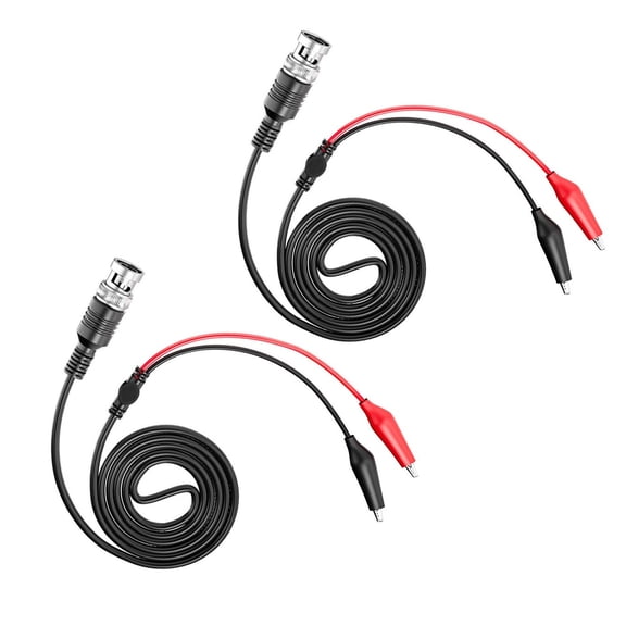 2 Pcs Bnc Test Leads 120Cm Bnc To Dual Crocodile Clips Cable Oscilloscope Probes