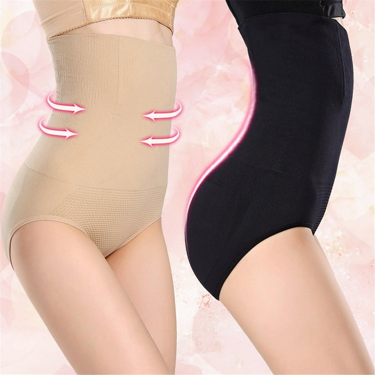2 Pcs Body Shaper Panty High-Waisted Shaper Tummy Control Slimming Panties （Beige+Black,XL/2XL) 