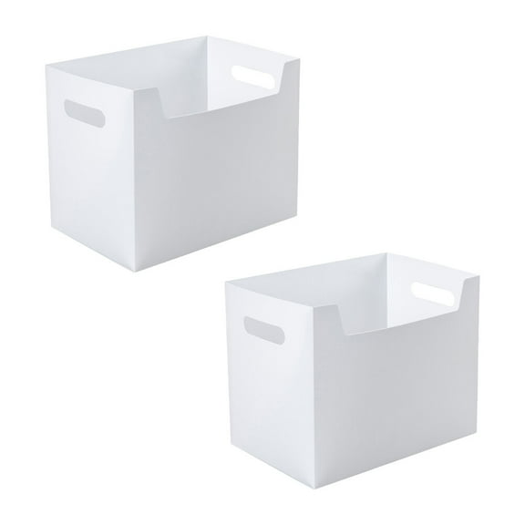White Plastic Book Storage Boxes for Desktop with Large Capacity and Modern Design 2pcs