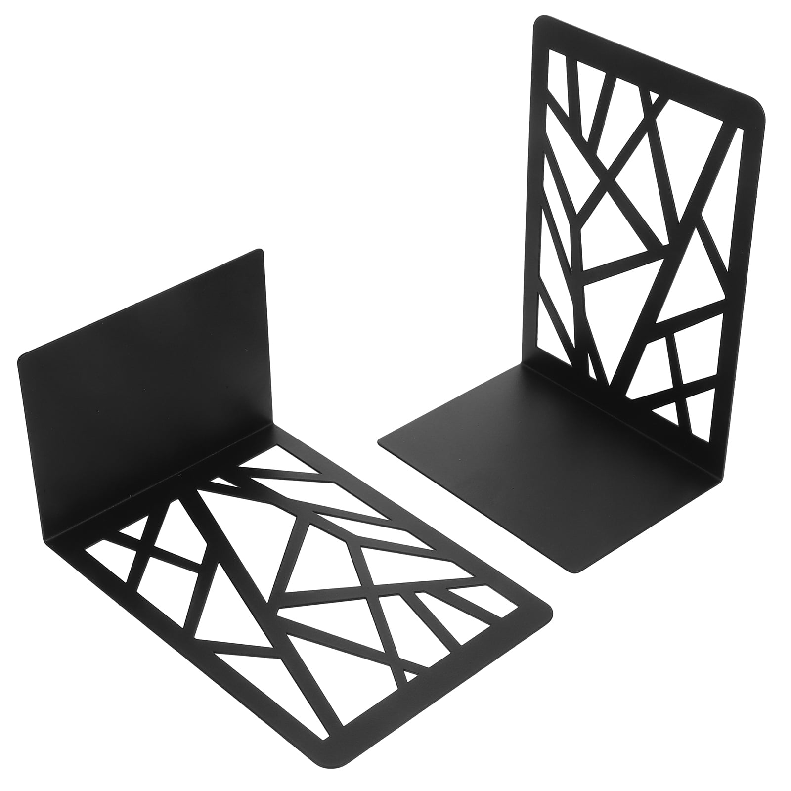2 Pcs Book Stand Metal Bookends Shelves Organizer Heavy Prevent Books