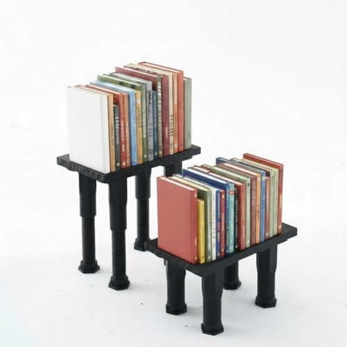 2 Pcs Bookshelf Riser, Wooden Adjustable Shelf, Comics Bookshelf Riser for Book, Figures, Manga, Collectibles Tiered Display, Space Saving Storage Rack for Dvds, Cds Home Bookcase Storage Display