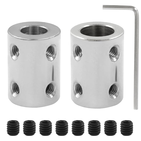 2 Pcs Bore Rigid Coupling Set 8mm to 10mm Shaft Coupler Connector Stainless Steel Coupler Rigid Couplings for 3D Printers Motor Accessories