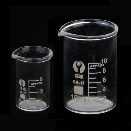 2 Pcs Borosilicate Glass Low Beakers Set - 5ml, High Temperature Resistant