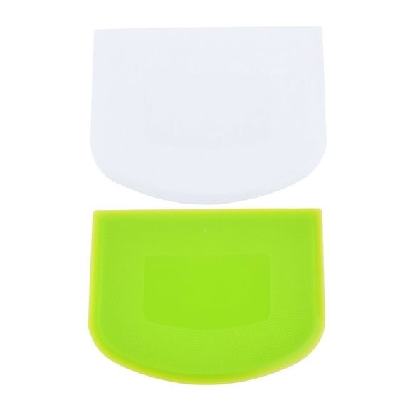 2 Pcs Bowl Spatula & Bench Scraper,Flexible Plastic Multipurpose Kitchen Pastry Cutter Tool,Heavy-Duty Food Scrappers for Bread Dough Baking Cake Fondant Icing,4.72x3.74 inch (Green)