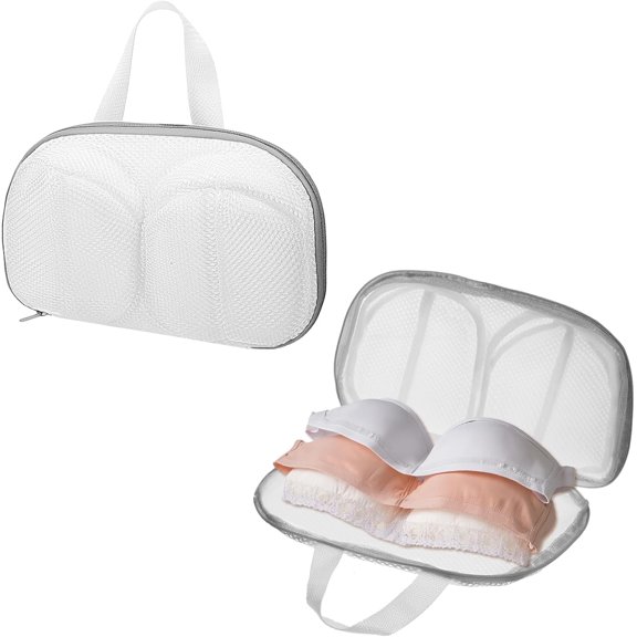 2 Pcs Bra Laundry Bags for Washing Machine Lingerie Wash Bags with Zipper Reusable Bra Washing Bag 3D Delicates Protector for Bras Socks Swimsuits