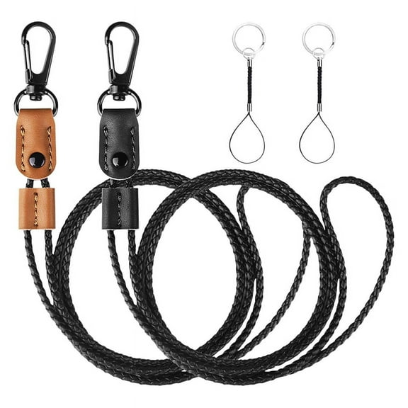 2 Pcs Braided Leather Badge Lanyards for ID Badges Holders Keys Long Strap Neck Lanyard Keychain Men,Women B