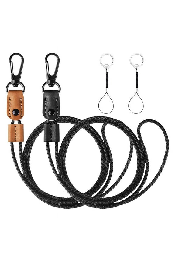 2 Pcs Braided Leather Badge Lanyards for ID Badges Holders Keys Long Strap Neck Lanyard Keychain Men,Women B