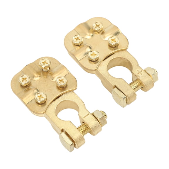 2 Pcs Brass Battery Terminal Connector Car Top Post Clamp Set Positive Negative 1 to 3 Way 2-4/0 AWG Automotive Replacement Hardware Parts Easy Installation Maintenance Free Equipment (4.7 in/12 cm)