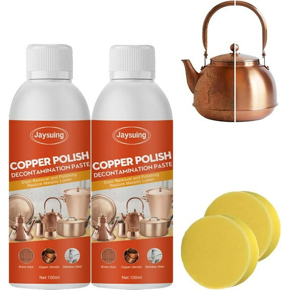 2 Pcs Brass Cleaner and Polish, Copper Cleaner and Polish, Brass Cleaner and Polish Spray, Copper Cleaner for Pots and Pans, Metal Polish for Brass Copper and Stainless Steel