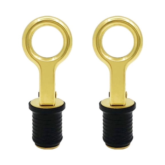 2 Pcs Brass Handle Rubber Plug Snap Handle Drain Plug Push-in Rubber Scupper Plugs Bilge Drains Easy to Use