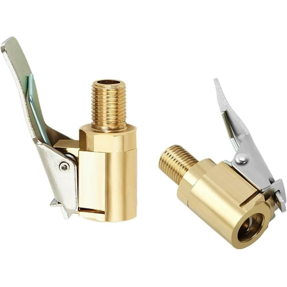2 Pcs Brass Locking Tire Air Chuck, Tire Inflator Hose Adapter for Twist On Connection Convert to Lock On, No Air Leakage Air Compressor Pump Clip On Tire Chucks, Tire Nozzle with Tire Valve Thread