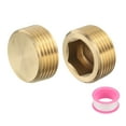 thumbnail image 1 of 2 Pcs Brass Plug Hex Counter Sunk Plug, G1" Male Brass Plug Male Threaded Socket Pipe Plug Fitting, 1 of 7